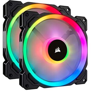 Corsair LL140 RGB LED PWM PC-Gehäuselüfter (140mm Dual Licht Loop RGB LED, Zweierpack mit Lighting Node PRO) schwarz, 2-er Pack