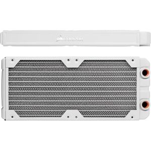 Corsair Hydro X Series XR5 Radiator 240 mm (Zwei 120-mm-Lüfterbefestigungen, Einfache Installation, Kupferkonstruktion, Hochwertige Polyurethan-Beschichtung, Integrierte Schraubenführungen) Weiß