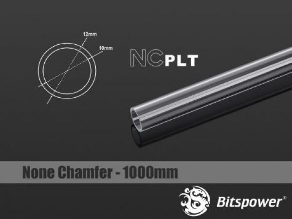Bitspower None Chamfer PETG Link Tube 12/10mm, 100cm - transparent