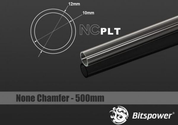 Bitspower None Chamfer PETG Link Tube 12/10mm, 50cm - transparent