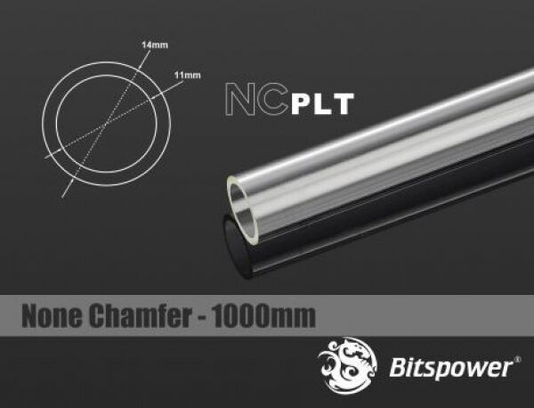 Bitspower None Chamfer PETG Link Tube 14/11mm, 100cm - transparent