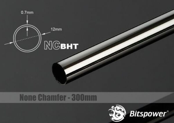 Bitspower None Chamfer Brass Hard Tubing 12mm AD, 300mm - black sparkle