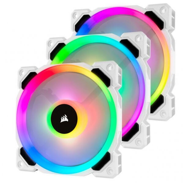 Corsair LL120 RGB Dual Light Loop PWM Lüfter - 120mm - Weiss - 3er Pack