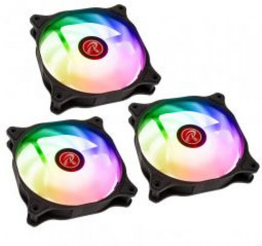 Raijintek EOS 12 Rainbow ARGB PWM-Lüfter - 3er-Set inkl. Controller - 120mm