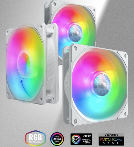 Cooler Master SickleFlow 120 ARGB White Edition - 120mm Gehäuselüfter - 3in1 Package