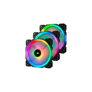 Corsair Microsystems CORSAIR LL Series LL120 RGB Dual Light Loop - Indsats med blæser - 120 mm - hvid, blå, gul, rød, grøn, orange, violet - 12 cm (pakke med 3)