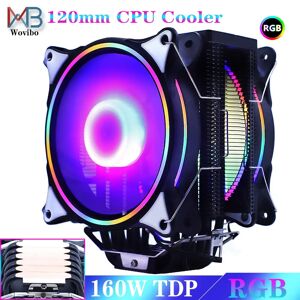 Wovibo Refroidisseur CPU avec 6 caloducs  120mm  RGB  PWM  4 broches  silencieux pour Intel LGA 115X  1200