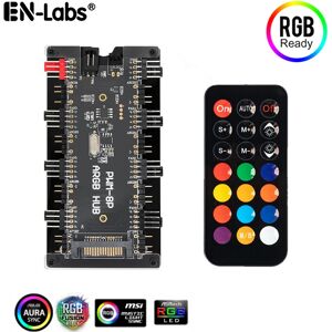 En-Labs Contrôleur PWM & ARGB LED Hub 8 Ports 12V 4 broches ventilateur & 5V 3 broches AURA adaptateur à