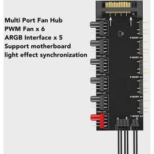 Répartiteur Hub 2 en 1, 5 Ports ARGB 5V 3 broches, 6 Ports PWM 12V 4 broches, alimentation SATA 15 broches, châssis CPU, ventilateur de refroidissement - Publicité