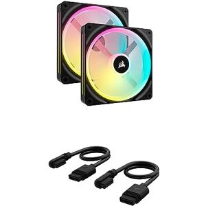 Corsair iCUE Link QX140 RGB Starter Kit Bundle Deux Ventilateurs RGB à Dôme Magnétique de 140mm Hub Système iCUE Link Câbles iCUE Link Slim 200mm Straight/Slim 90° Noir - Publicité