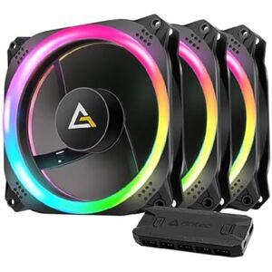 Antec Lot de 3 Ventilateurs de boitier  Prizm 120 RGB 3+2+C 12cm avec 2X Bandeaux LED (Noir) 0-761345-77511-3 - Publicité