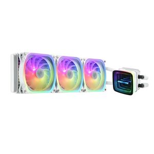 Enermax AQUAFUSION ADV ARGB 360 Refroidisseur de CPU Pompe Bi-Camériste Miroir Infini ARGB -Pour Intel LGA1700/1200, AMD AM5/AM4-380W + TDP 3 x Ventilateurs SquA RGB ADV 120 PWM Blanc - Publicité