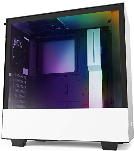 CA-H510i-W1 NZXT H510i Kompakt ATX Mittorn PC-spelchassi Främre I/O USB Typ-C-port Vertikalt GPU-fäste Sidopanel av härdat glas Integrerad RGB-belysning Redo för vattenkylning Vit/svart