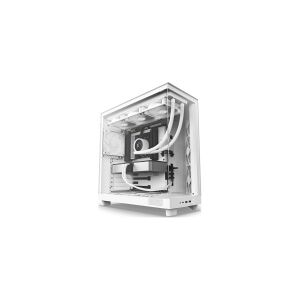 NZXT H series H6 Flow - Mid tower - ATX - sidepanel med vindue (hærdet glas) - ingen strømforsyning - hvidmatteret - USB/Lyd