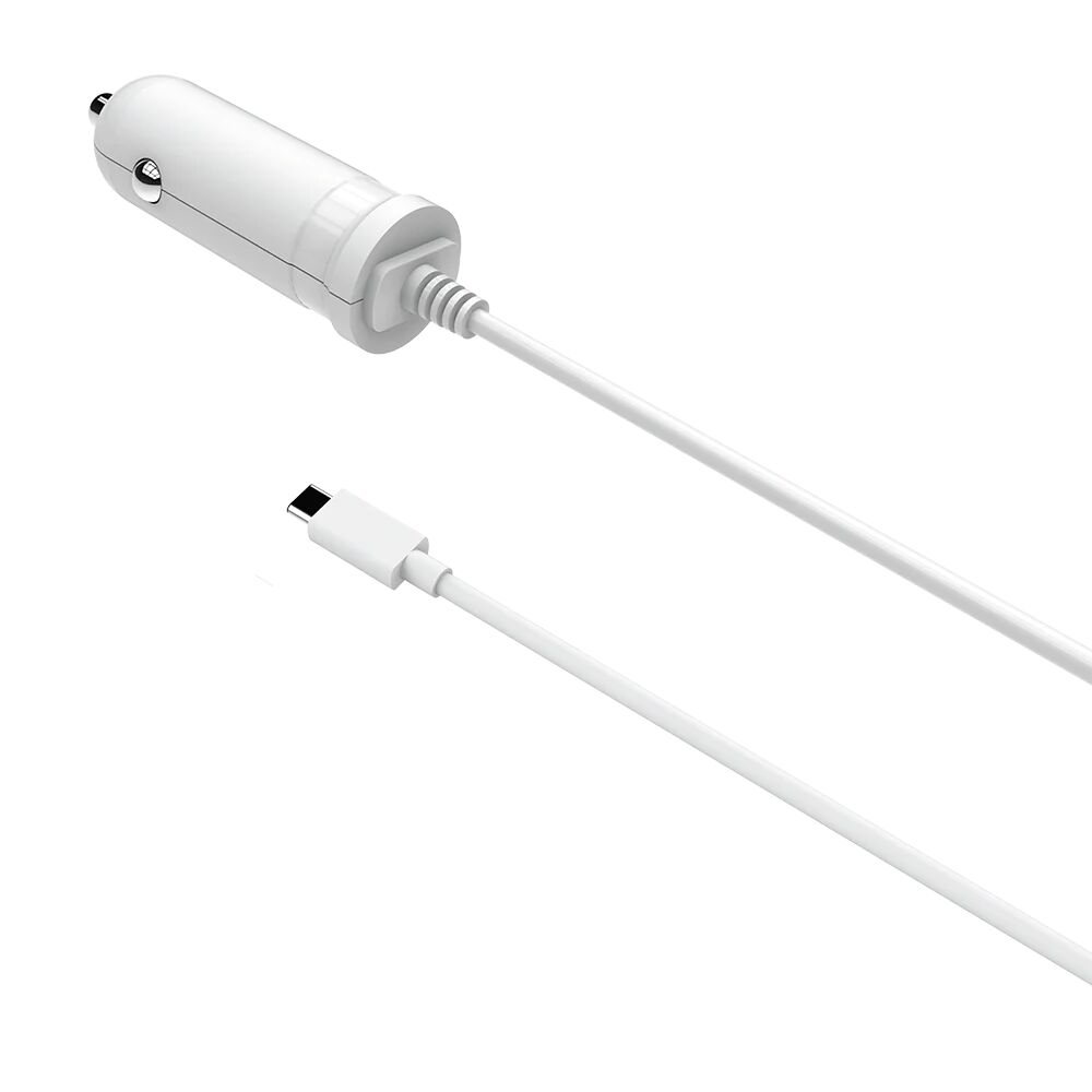 Essentials Biloplader 5W m. Indbygget USB-C Kabel - Hvid