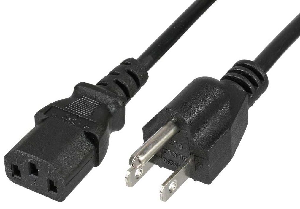 Power Cable Power Plug Usa To 3 Pin Iec C13 Connector 18 Awg 1.8