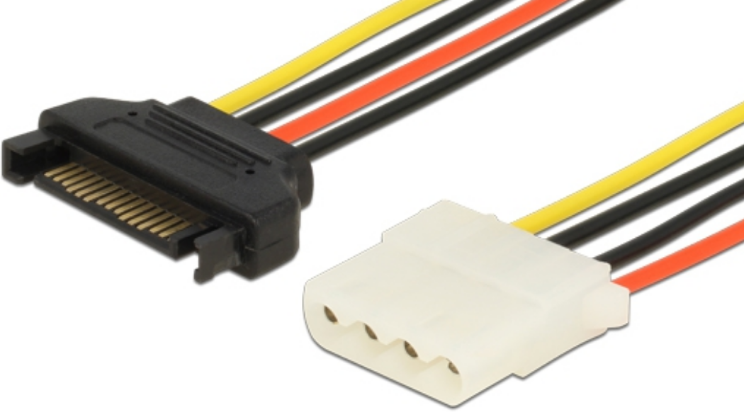 DeLOCK Sata Strøm Adapter - 15-Pin Han Til 4-Pin Molex Hun - 12 Cm