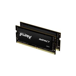 Kingston Technology Kingston FURY Impact - DDR4 - sæt - 32 GB: 2 x 16 GB - SO DIMM 260-PIN - 2666 MHz / PC4-21300 - CL15 - 1.2 V - ikke bufferet - ikke-ECC - sort