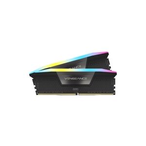 Corsair Microsystems CORSAIR Vengeance RGB - DDR5 - sæt - 32 GB: 2 x 16 GB - DIMM 288-PIN - 7200 MHz / PC5-57600 - CL34 - 1.45 V - ikke bufferet - sort