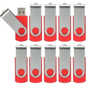 10 Pack Usb Flash Drives Usb 2.0 Thumb Drive Bulk Pack Drejelig Memory Stick Fold Opbevaring Jump Drive Zip Drive 10 Pack Red 32GB