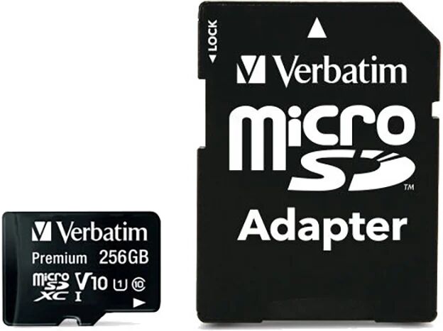 Verbatim Premium microSDXC Class 10 Hukommelseskort m. 256GB & Kamera Adaptor