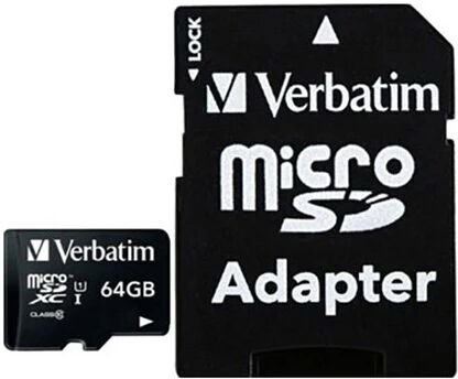 Verbatim 64GB microSDXC Class 10 Hukommelseskort m. Kamera Adaptor