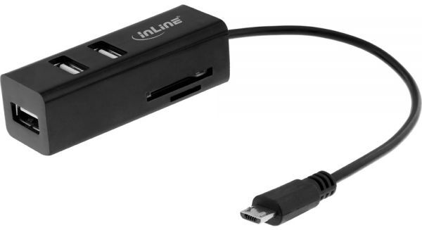 Usb Otg 2.0 Kortlæser Og Usb-Hub Med 3 Usb Porte