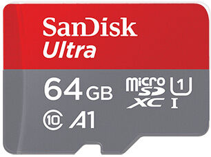 SanDisk Ultra 64 Gt MicroSDXC muistikortti, Class 10, 100 mb/s, A1