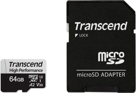 Transcend 330S 64GB microSDXC U3, V30, A2 (R100 W60 MB/s)