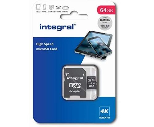 Integral uPro 64GB microSDXC class10 UHS-I A1 U3 V30 (R100 W45 MB/s)