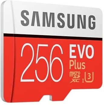 Samsung Evo+ 256GB microSD muistikortti UHS-I U3 (R100 W90 MB/s)