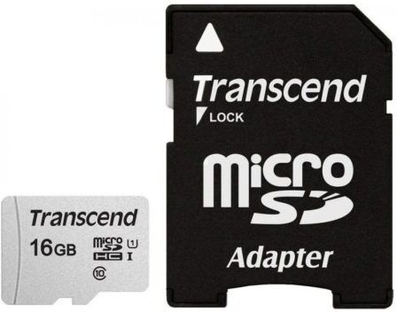 Transcend 300S 16GB microSDHC U1 Adapterilla (R95 W10 MB/s)