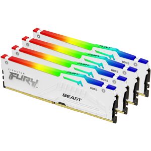 Kingston Memoria  FURY Beast 128 GB 5600 MT/s DDR5 CL40 DIMM (Kit da 4 moduli) White RGB XMP [KF556C40BWAK4-128]