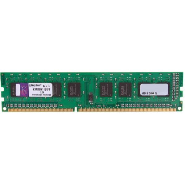 kingston kvr16n11s8/4 memoria ram valueram 4gb ddr3 1600mhz / pc-12800 - cl11 - 240-pin - 1.5v - unbuffered - kvr16n11s8/4