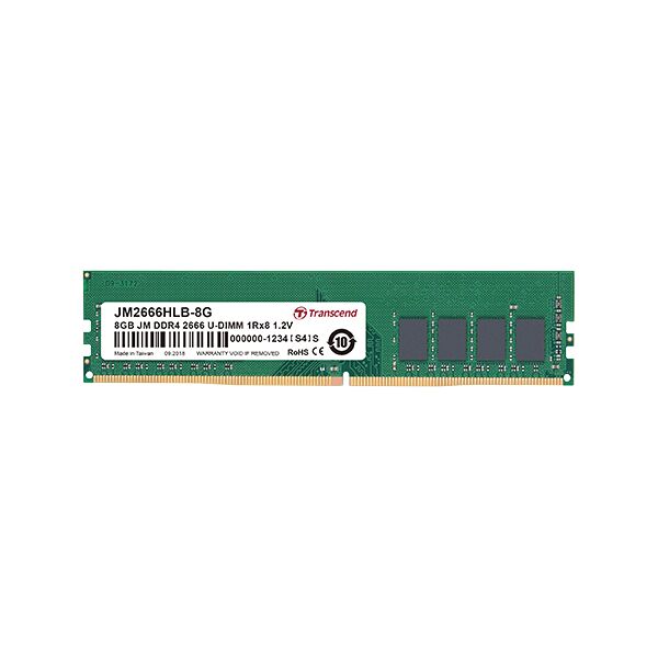 transcend jm2666hlb-16g memoria ram 16 gb ddr4 2666 mhz 288-pin dimm 1 x 8 gb per pc/server - jm2666hlb-16g