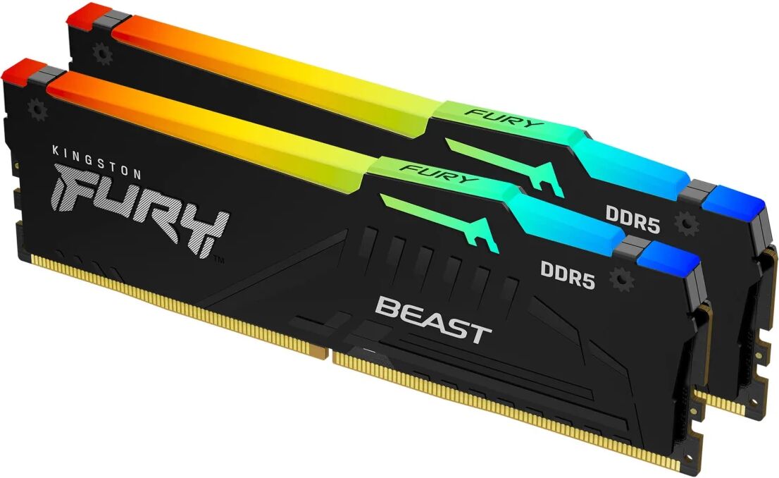 Kingston Memoria  FURY Beast 64 GB 6000 MT/s DDR5 CL40 DIMM (Kit da 2 moduli) RGB XMP [KF560C40BBAK2-64]