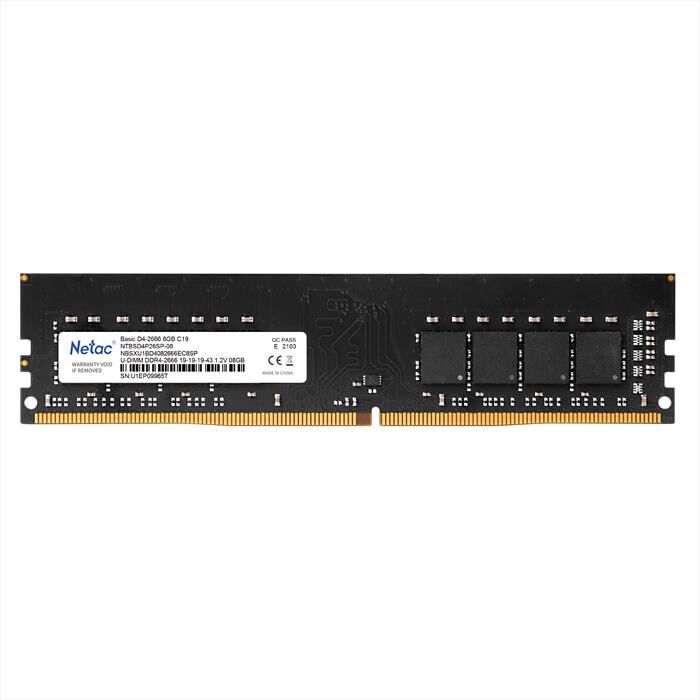 NETAC Basic Ddr4-2666 8g C19 U-dimm 288-pin-nero