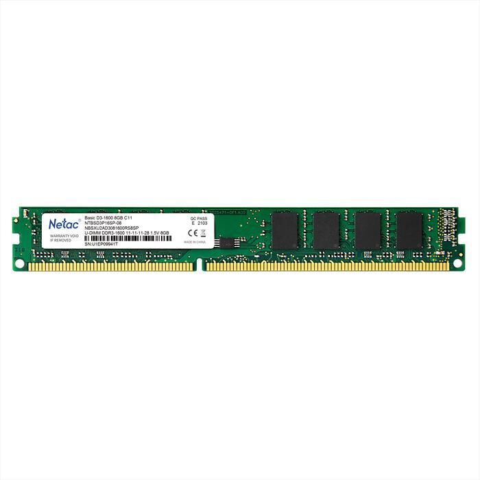 NETAC Basic Ddr3-1600 8g C11 Udimm 240-pin-nero