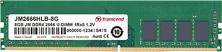 transcend jm2666hlb-16g memoria ram 16 gb ddr4 2666 mhz 288-pin dimm 1 x 8 gb per pc/server - jm2666hlb-16g