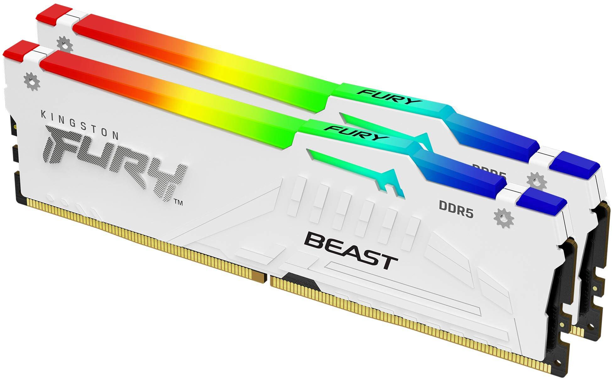 Kingston Memoria  FURY Beast 64 GB 5200 MT/s DDR5 CL36 DIMM (Kit da 2 moduli) White RGB EXPO [KF552C36BWEAK2-64]