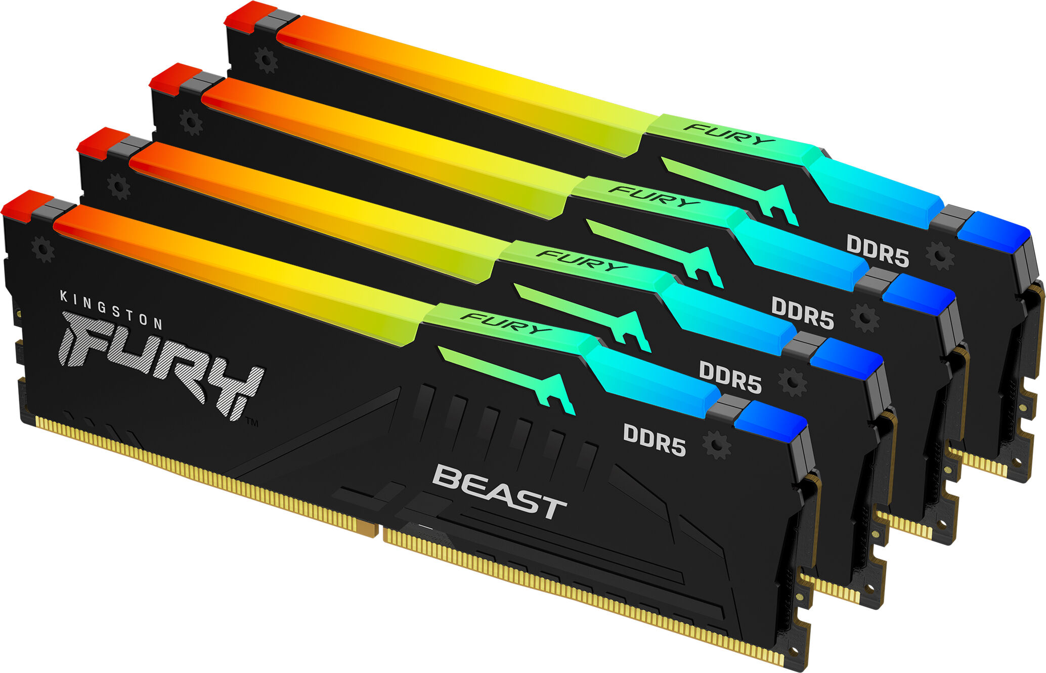 Kingston Memoria  FURY Beast 128 GB 5200 MT/s DDR5 CL40 DIMM (Kit da 4 moduli) RGB XMP [KF552C40BBAK4-128]