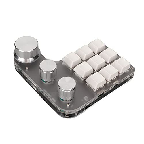 DAUZ Mini Aangepast Toetsenbord, 3 Knoppen 1200mAh Mini Gaming-toetsenbord 9 Programmeerbaar voor Videobewerking (Wit)