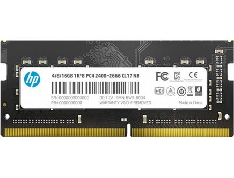 HP Memória RAM DDR4 S1 (1 x 8 GB - 2666 MHz - CL 19 - Preto)