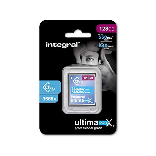 INCFA128G-550/540 Integral 128 GB Cfast Card 2.0 hög prestanda med läshastighet upp till 550 MB/s och skrivhastighet upp till 540 MB/s
