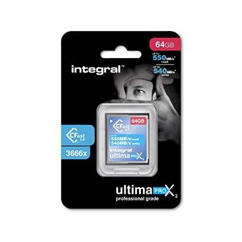 INCFA64G-550/540 Integral 64 GB Cfast Card 2.0 hög prestanda med läshastighet upp till 550 MB/s och skrivhastighet upp till 540 MB/s