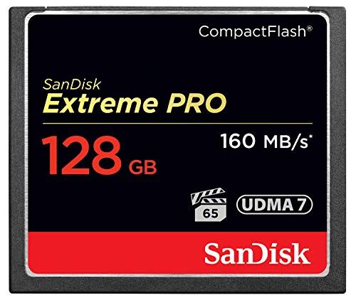 SDCFXPS-128G-X46 SanDisk Extreme Pro CompactFlash minneskort 128 GB (UDMA7, 4K UHD och Full HD-videor, VPG 65, temperaturbeständig, 160 MB/s överföring)