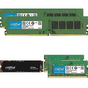 RAM 16GB Kit (2x8GB) DDR4 2400MHz CL17 Desktop Memory & Crucial P3 Plus M.2-2280 500GB PCI Express 4.0 x4 NVMe Solid State Drive & Crucial RAM 16GB Kit (2x8GB) DDR4 3200MHz CL22