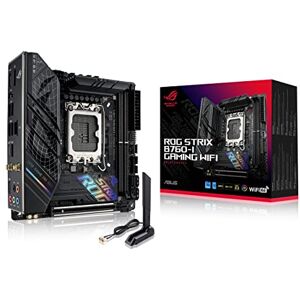 Asus ROG Strix B760-I Gaming WiFi 6E Intel® B760 (13th and 12th Gen) LGA 1700 Mini-ITX Motherboard,8 + 1 Power Stages,DDR5 up to 7600 MT/s, PCIe 5.0,2xM.2 Slots,USB 3.2 Gen 2x2 Type-C,Aura Sync RGB