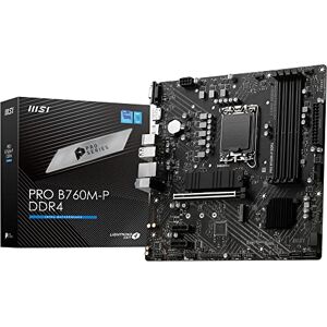 MSI PRO B760M-P DDR4 Mainboard, Unterstützt Intel 12th und 13th Gen Core Prozessoren, LGA 1700, DDR4 Memory Boost 4800+MHz/OC, PCIe 4.0 x16 Slot, M.2 Gen4 Slots, Micro-ATX