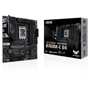 Asus TUF GAMING B760M-E D4 Mainboard Sockel Intel LGA 1700 (Intel B760, mATX, DDR4 Speicher, PCIe 4.0, 2x M.2, Realtek 2.5Gb Ethernet, Aura Sync)